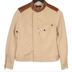 NWT Polo Ralph Lauren Leather Moto Jacket Camel Brown Quilted Bike